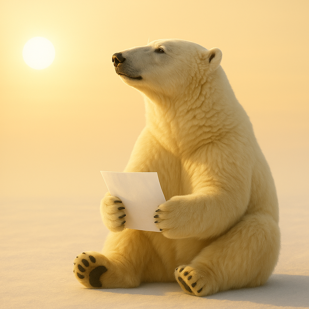 Oso polar revisando una factura de electricidad